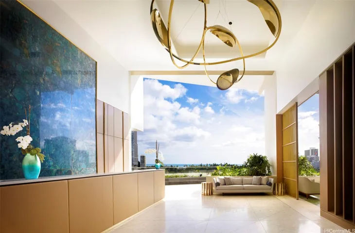 Beautiful open-air lobby with views!