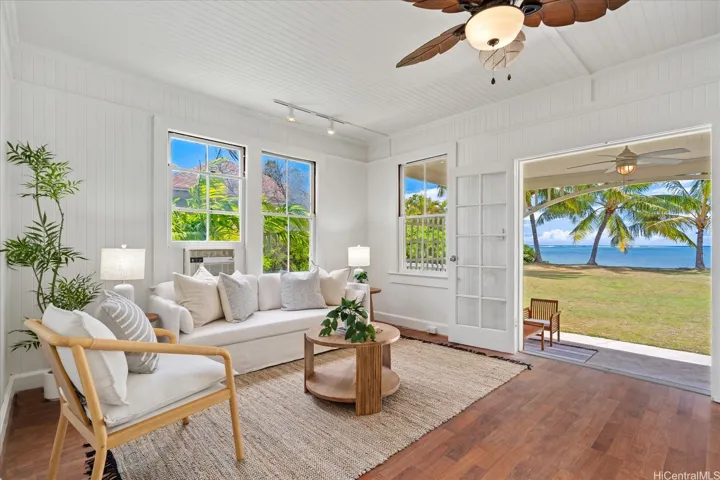 Living room located at the back of the house with beach views