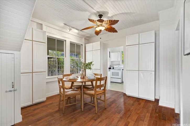 Abundant storage in the dining room located directly off the kitchen