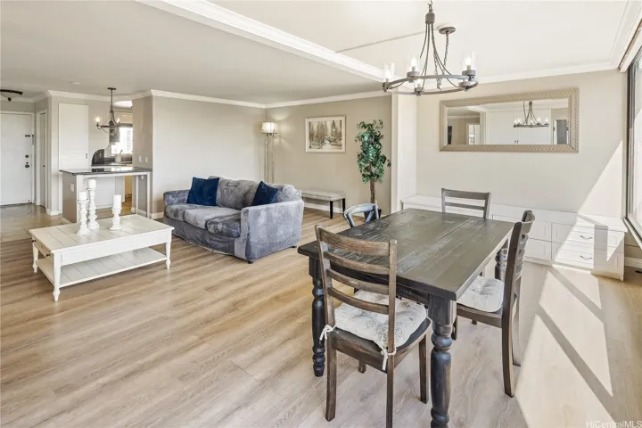 Large dining area with built-ins