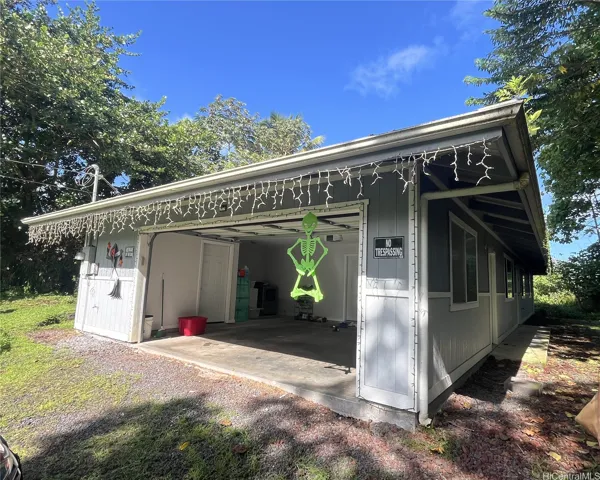 Large garage with storage room
