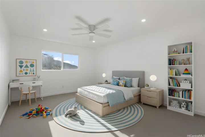 Enhanced photo with virtual staging of bedroom 2