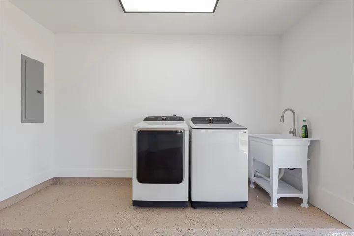 new washer, dryer and vanity sink.