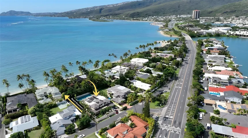Aerial view of Portlock coastline. Enhanced.