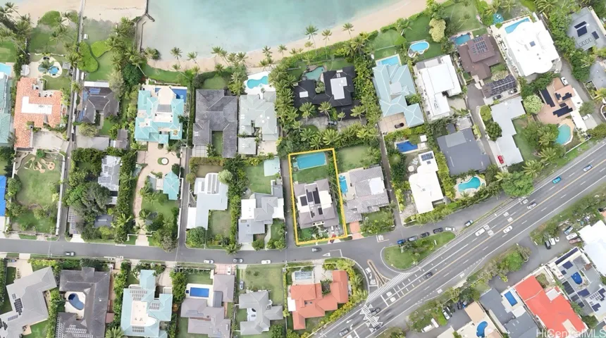 Aerial property boundary view — buyer to verify with survey and title report. Enhanced.