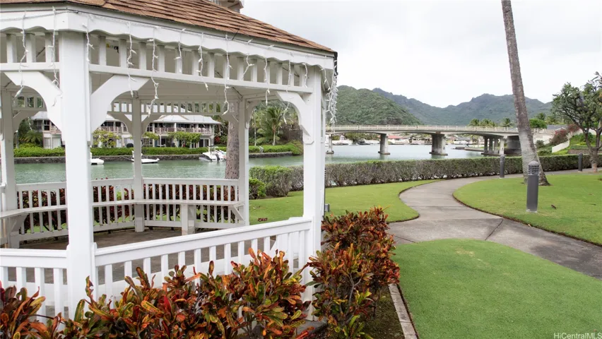 Onsite gazebo and walking path