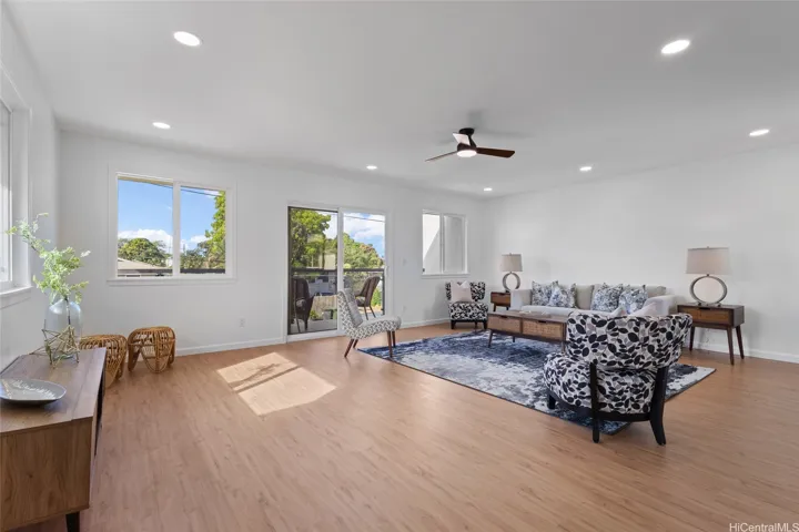 Beautiful living room towards the lanai upstairs