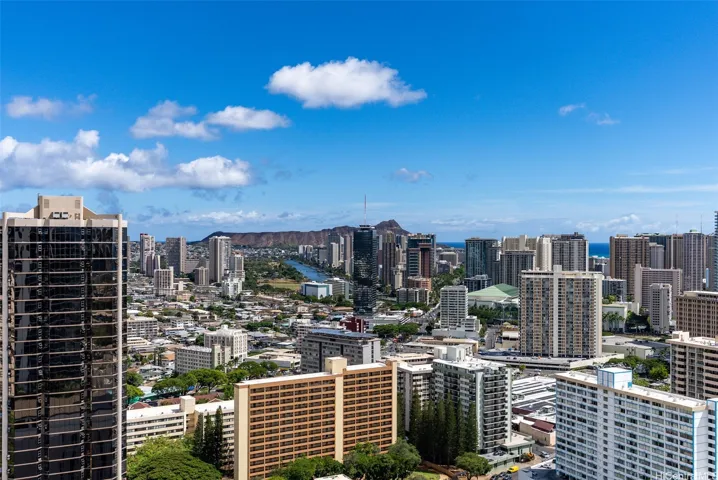 Living room views (Diamond Head & Ala Wai Canal)