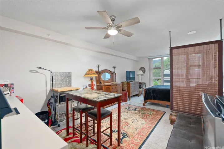 The primary bedroom is being used as a studio.