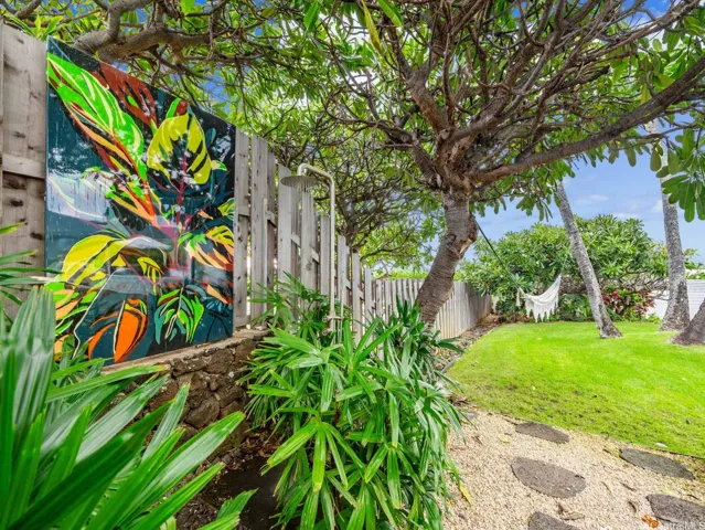 Outdoor shower area.