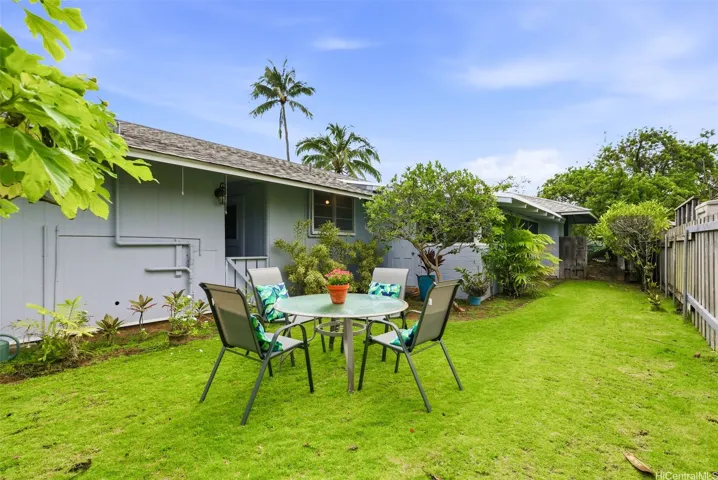 The back yard also has room for entertaining or pets.