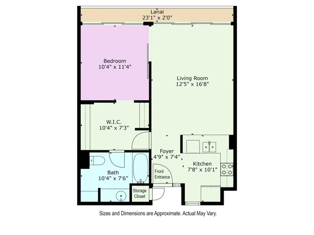Floor Plan with Dimensions. Sizes and Dimensions Are Approximate. Actual May Vary.