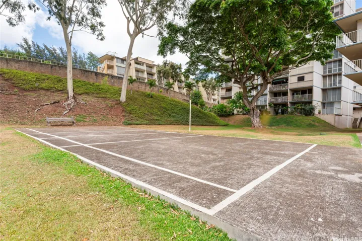 A community outdoor court area.