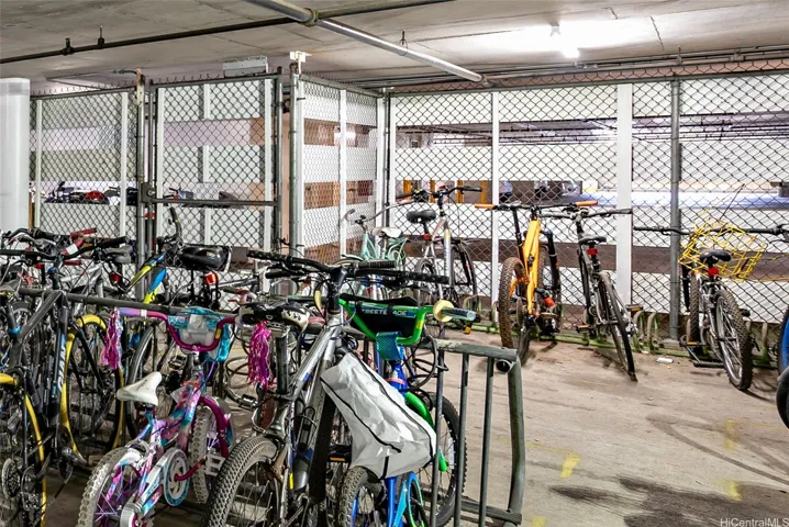 Bike storage at the ground label by the parking area