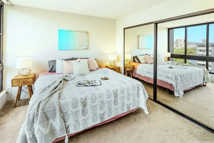 Bed room has large closet