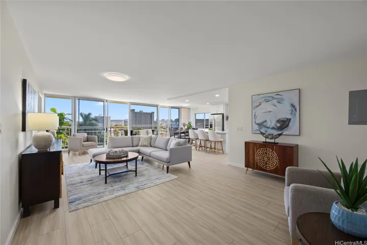 Living area with an open penthouse feel