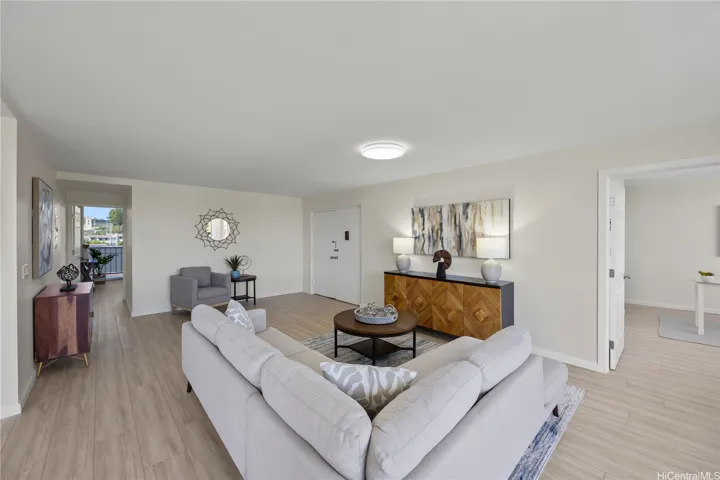 Living area with an open penthouse feel