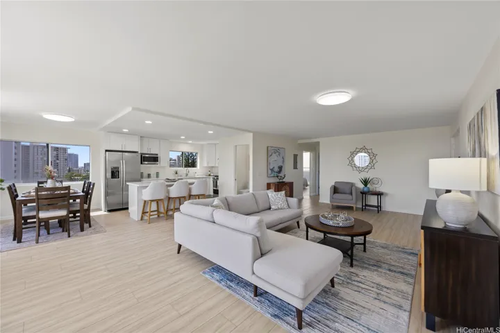 Living area with an open penthouse feel