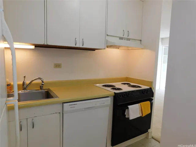 Range, range hood, dishwasher, disposal.