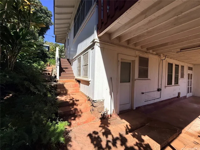 View from lower level to street side