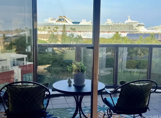 Cruise ships entering the harbor.