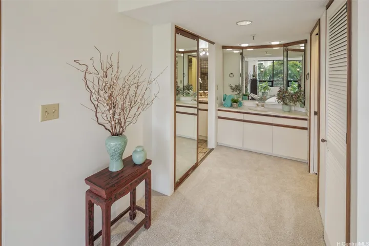The dressing area of the Primary Suite includes a large walk-in closet.