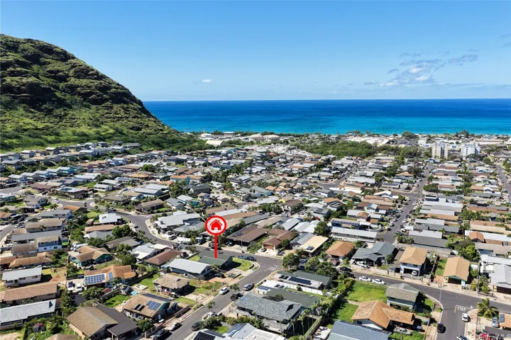 Aerial View of distance  to the beach.