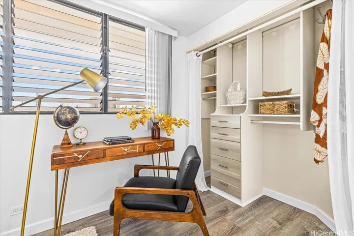 Large closet with built-ins.