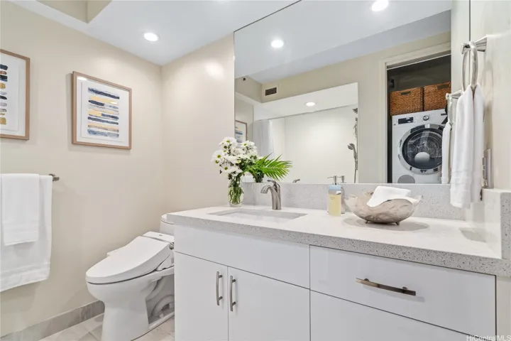 2nd bath is spacious, remodeled, super clean & bright.