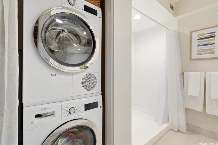 Washer & Dryer conveniently located in 2nd bath, with walk-in shower.
