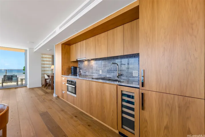 Gourmet kitchen with wine fridge