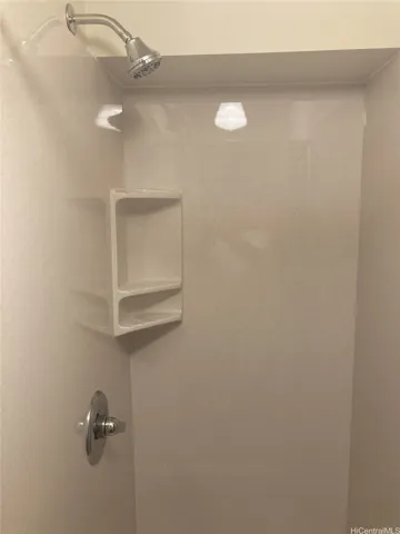 Shower in 1-bedroom apartment.