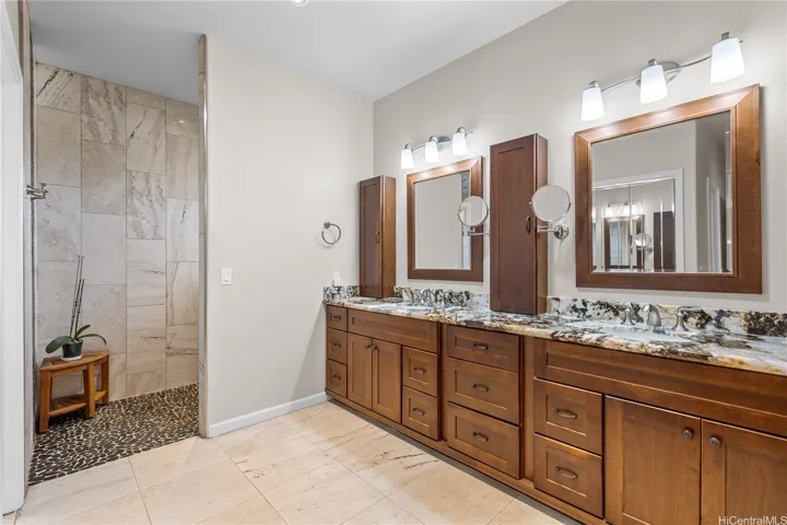 Primary bathroom with serene walk-in shower, non slip floors.