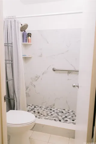 The primary bathroom,