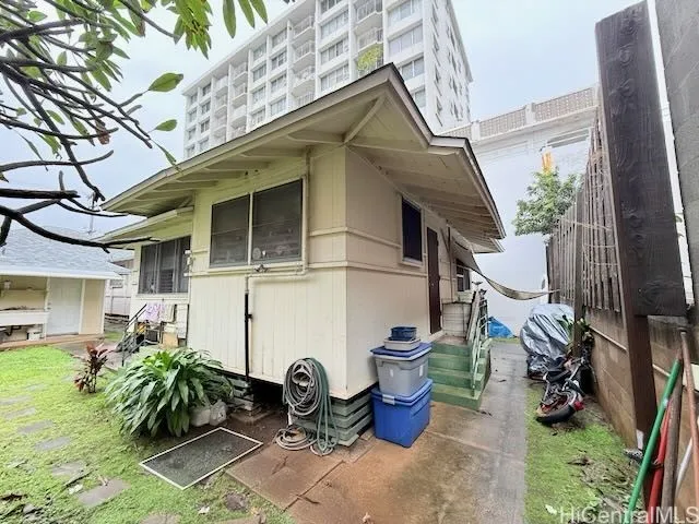 Rear exterior view of unit A - 2 bdrm one bath.