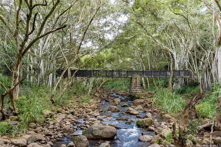 Beautiful old train track crossing the stream