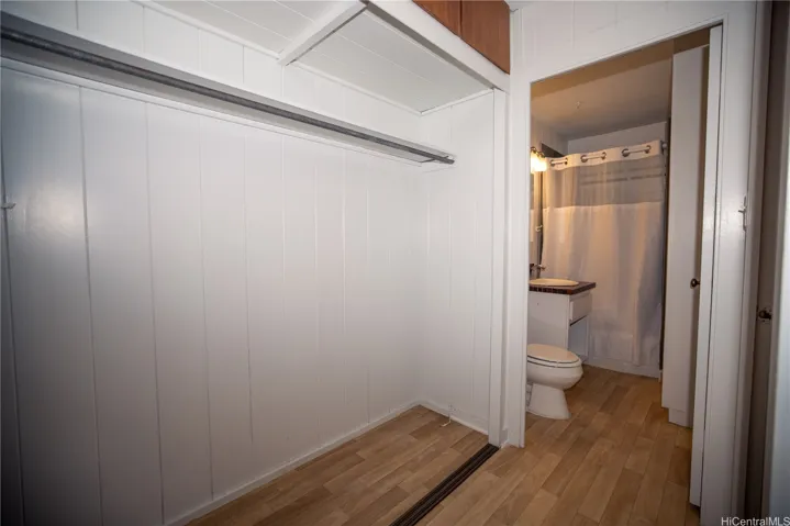large closet between bathroom and living area