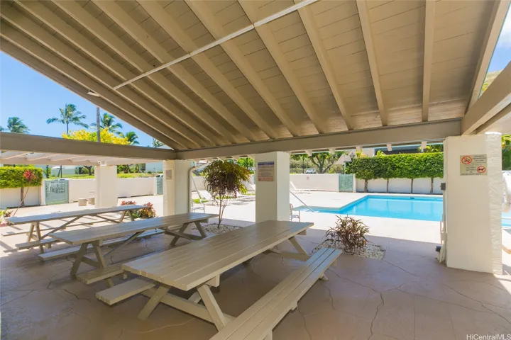 Outdoor party area at pool