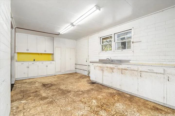 Spacious lower level kitchen.