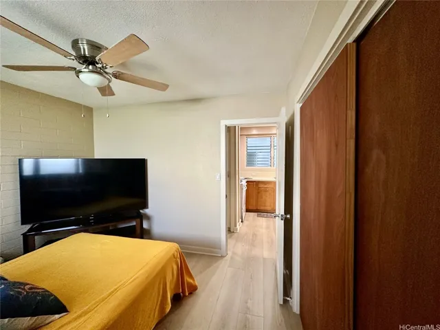 Great layout.  The bedroom has easy access to the kitchen and bathroom