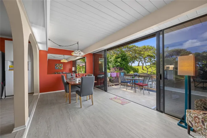 Spacious living area opens up toward the lanai though double sliding doors