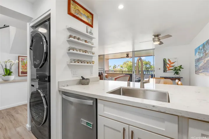 Another view of the kitchen's open concept.