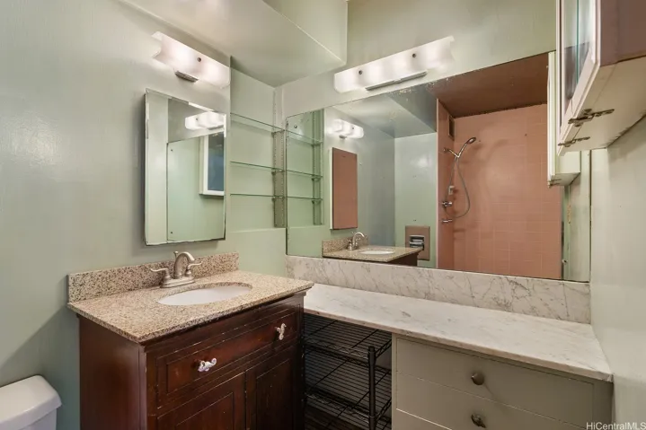 Large counter and drawers.