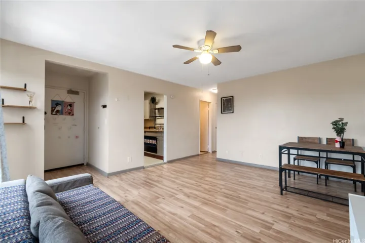 Fresh flooring and a flexible main living layout.