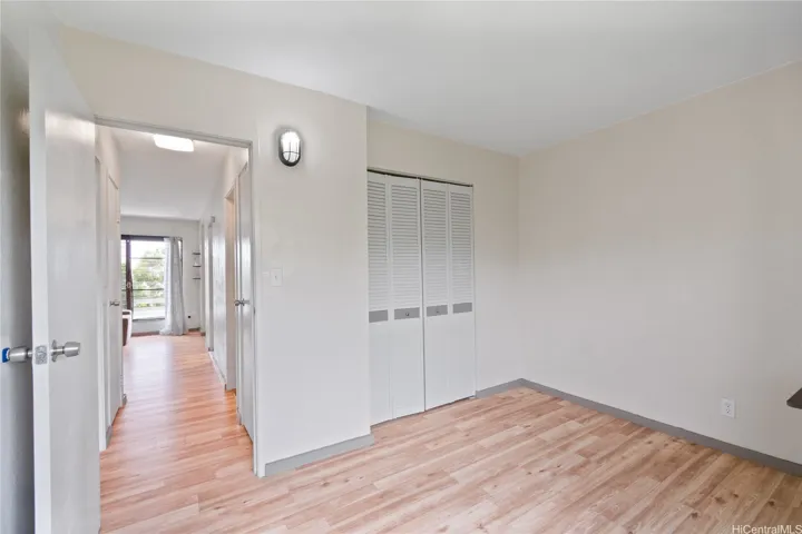 Bedroom layout with closet and easy access to the rest of the home.