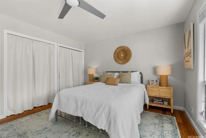 Primary bedroom with large closet space