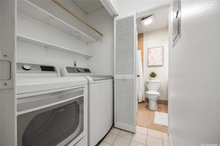 Laundry closet adjacent to your hallway bath