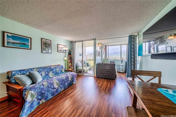 The large living room opens into a lanai with amazig views.