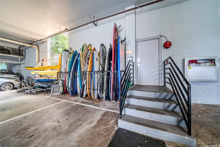 Surf board racks.
