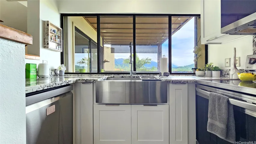 Enjoy the Bay View and Mountain views from the kitchen windows.